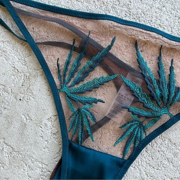 NWT Thistle & Spire Brooklyn haze emerald & espresso thong Sz 3XL - Picture 3 of 7